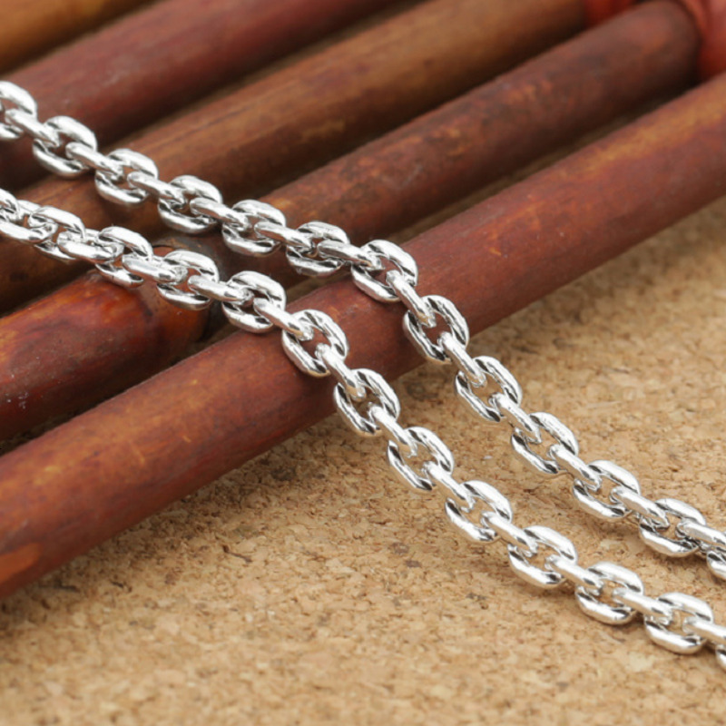 Chokers Pure Silver 3mm necklace S925 Sterling Silver Jewelry Square Men Women Necklace Chain 925 silver Round chain necklace 230301