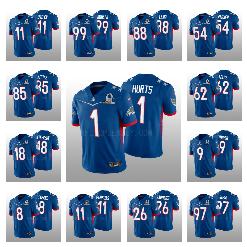 2023 Pro Bowl Jersey George Kittle Jalen Hurts A. J. Brown Justin Jefferson Trevon Diggs CeeDee Lamb Micah Parsons Royal
2023 Pro Bowl Jersey George Kittle Jalen Hurts A. J. Brown Justin Jefferson Trevon Diggs CeeDee Lamb Micah Parsons Royal