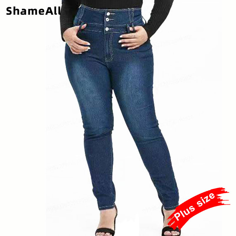 Women's Plus Size Pants Plus Size Button Up Slim Skinny Dark Blue Full Length Jeans 4XL 5XL Women High Waist Stretch Thin Denim Pants Lady Trousers 230203, Red 
Women's Plus Size Pants Plus Size Button Up Slim Skinny Dark Blue Full Length Jeans 4XL 5XL Women High Waist Stretch Thin Denim Pants Lady Trousers 230203, Red