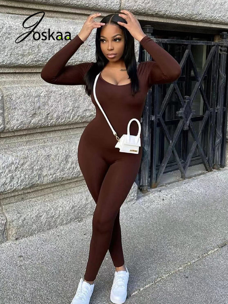 Women' Jumpsuits Rompers Joskaa Solid Low Collar Long Sleeve Bodycon Jumpsuit Fashion Overalls for Women Clothes Winter Casual Fitness Sport Rompers 230203, Dark brown
Women' Jumpsuits Rompers Joskaa Solid Low Collar Long Sleeve Bodycon Jumpsuit Fashion Overalls for Women Clothes Winter Casual Fitness Sport Rompers 230203, Dark brown