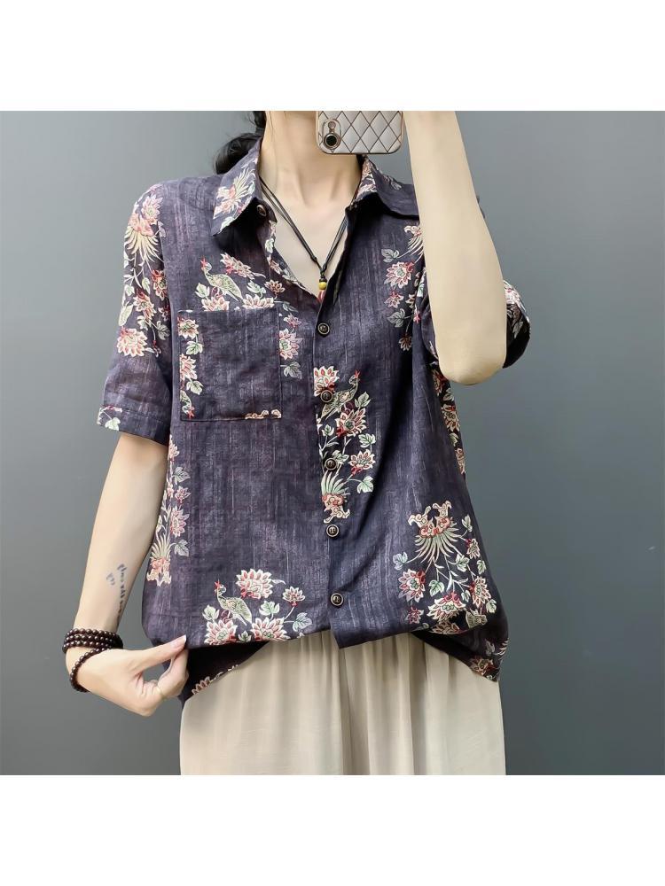 Women's Blouses & Shirts Summer European Women Cotton Linen Printing Short Sleeve Shirt Casual Loose Single Breasted Tops M233Women's, Green
Women's Blouses & Shirts Summer European Women Cotton Linen Printing Short Sleeve Shirt Casual Loose Single Breasted Tops M233Women's, Green