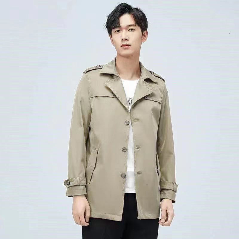 Men's Trench Coats Fashion woolen Solid Color Single Breasted Lapel Long Coat Jacket Casual Overcoat Spring and Autumn 230202