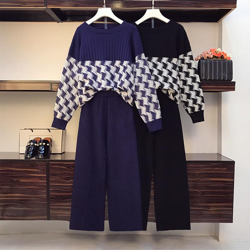Women's Two Piece Pants Runway Women Autumn Knitted Tracksuit 2 Set Jacquard Pullovers Tops Wide Leg Knit Sporting SuitWomen's, Black
Women's Two Piece Pants Runway Women Autumn Knitted Tracksuit 2 Set Jacquard Pullovers Tops Wide Leg Knit Sporting SuitWomen's, Black