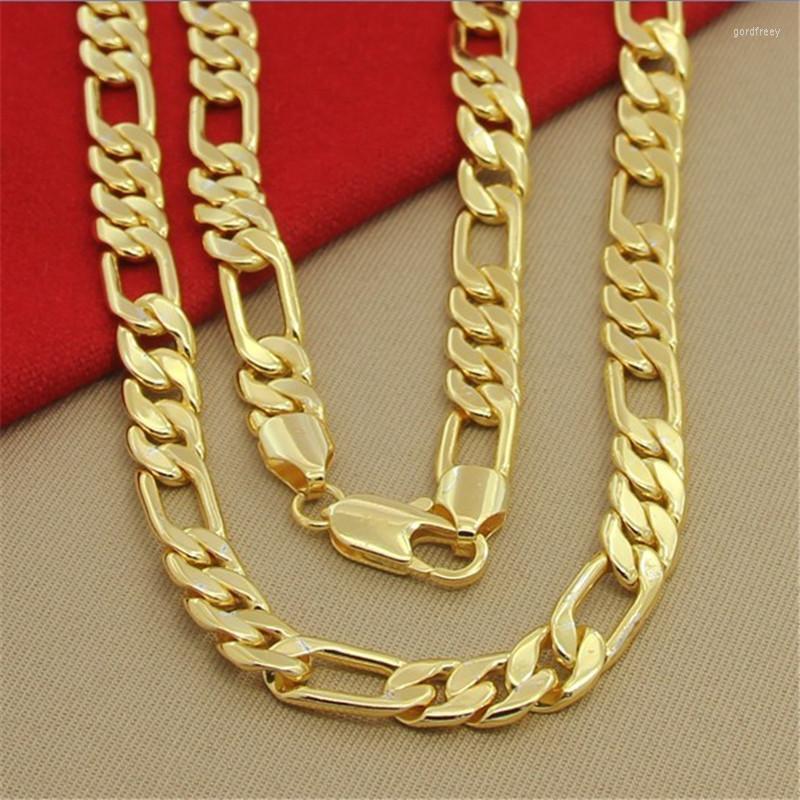 

Chains Hip Hop 925 Sterling Silver Necklace 8MM Three Bedroom One Figaro Plating 24K Gold Men's Party Jewelry GiftChains Gord22