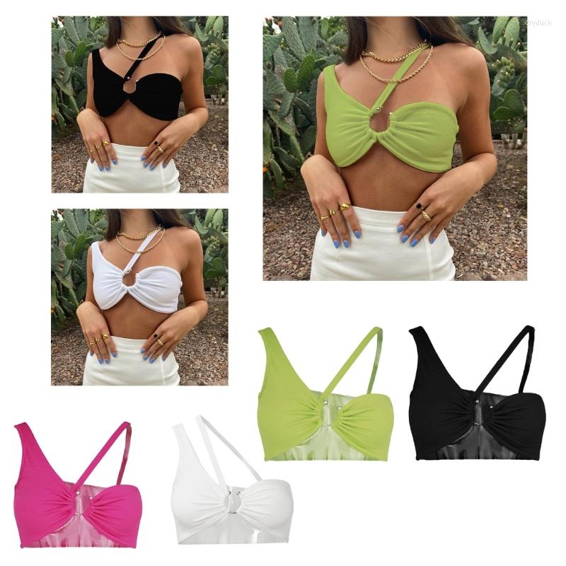 Women' Tanks Women Sexy Hollow-Out Asymmetrical Strap O-Ring Crop Tube Top Solid Color Ribbed Knit Bodycon Sleeveless Camisole Vest, Black
Women' Tanks Women Sexy Hollow-Out Asymmetrical Strap O-Ring Crop Tube Top Solid Color Ribbed Knit Bodycon Sleeveless Camisole Vest, Black