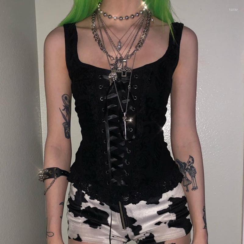 Women' Tanks Harajuku Gothic Grunge Lace Up Corset Top Vintage Bustier Cami Women Black Mini Vest Y2K Fairy Aesthetic Clothing
Women' Tanks Harajuku Gothic Grunge Lace Up Corset Top Vintage Bustier Cami Women Black Mini Vest Y2K Fairy Aesthetic Clothing