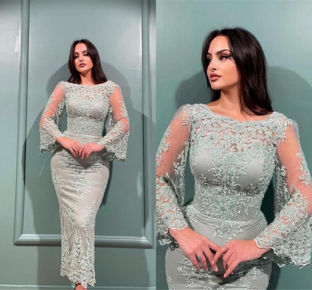 Sage Green Sheath Mothers Dresses Sheer Long Sleeve Appliques Jewel Neck Ankle Length Cocktail Prom Evening Gowns BC14988
Sage Green Sheath Mothers Dresses Sheer Long Sleeve Appliques Jewel Neck Ankle Length Cocktail Prom Evening Gowns BC14988