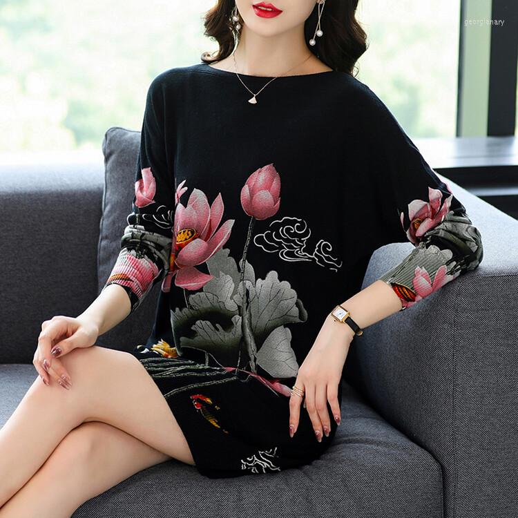 Casual Dresses Women Long Sleeve Printed Sweater 2023 Autumn Winter Knitted Floral Slash Neck, Black
Casual Dresses Women Long Sleeve Printed Sweater 2023 Autumn Winter Knitted Floral Slash Neck, Black