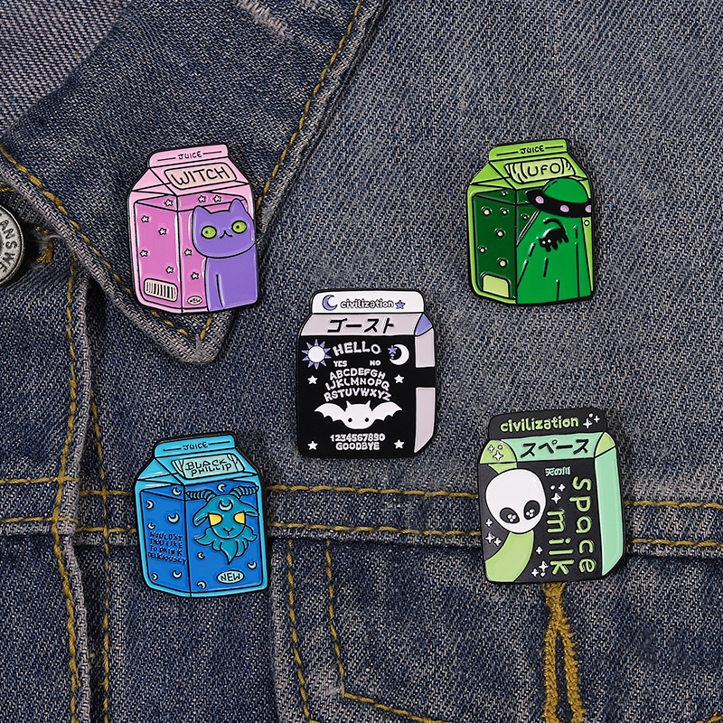 Punk Gothic Brooches Enamel Pins Space Milk Box Universe Drink Funny Creative Decorative Badge Wholesale Sweater Hat Lapel Pin
Punk Gothic Brooches Enamel Pins Space Milk Box Universe Drink Funny Creative Decorative Badge Wholesale Sweater Hat Lapel Pin