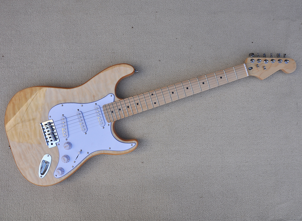 6 Strings Electric Guitar with Maple Fretboard SSS Pickups White Pickguard Quilted Maple Veneer Can be customized
6 Strings Electric Guitar with Maple Fretboard SSS Pickups White Pickguard Quilted Maple Veneer Can be customized