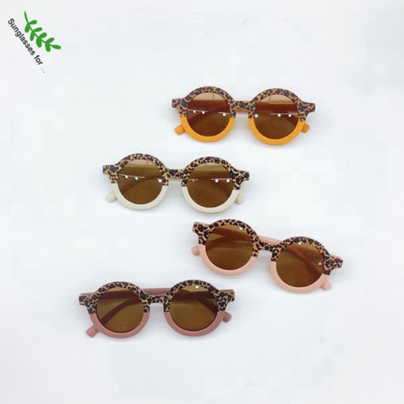 Round Sunglasses Leopard Girls Sun Glasses UV400 Protection Children Eyeglasses Boys Beach Eyewear Summer Kids Accessories 5 Colors Wholesale DW6831 Z