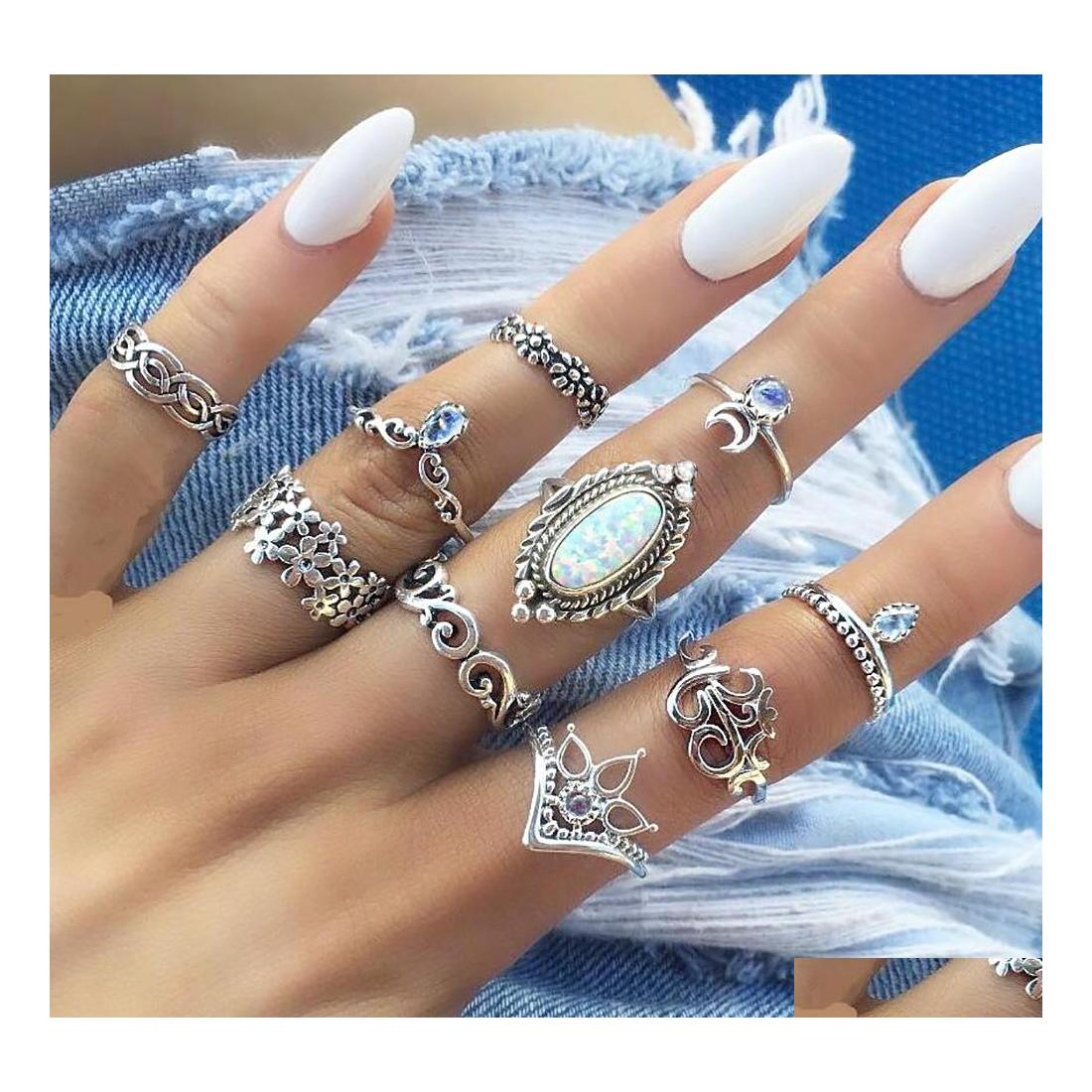 Cluster Rings Boho Midi Knuckle Finger Sets For Women Beach Opal Crystal Crescent Ancient Sier Geometric Bohemian Fashion Jewelry In Otd9D
Cluster Rings Boho Midi Knuckle Finger Sets For Women Beach Opal Crystal Crescent Ancient Sier Geometric Bohemian Fashion Jewelry In Otd9D