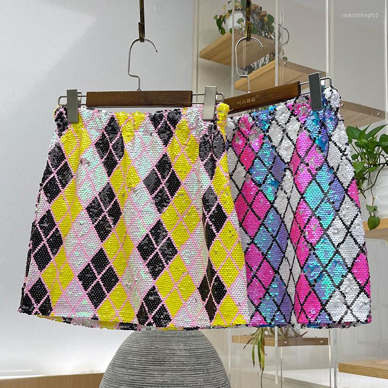 Skirts BLING Plaid Girl High Waist Zipper Mini Mujer Faldas Autumn&Winter Sequins Skirt Casual Women Clothes Drop, Yellow
Skirts BLING Plaid Girl High Waist Zipper Mini Mujer Faldas Autumn&Winter Sequins Skirt Casual Women Clothes Drop, Yellow
