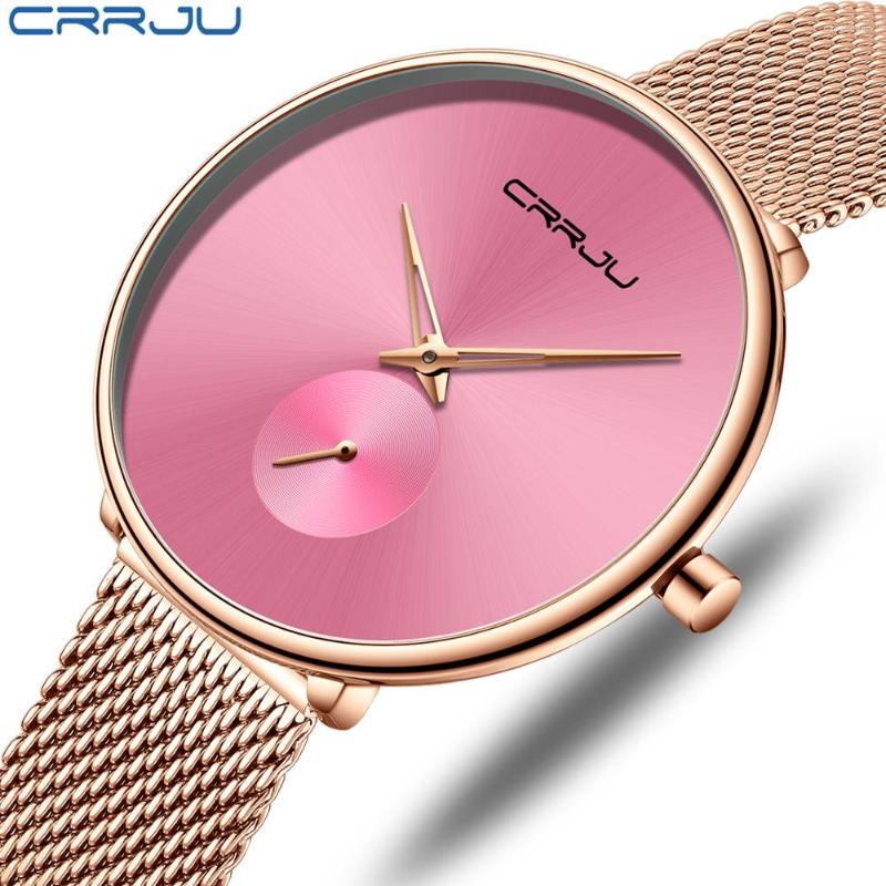 Wristwatches Watch For Women CRRJU Luxury Stylish Silm Ladies Dress Wristwatch Minimalist Waterproof Quartz Cool Watches, Black