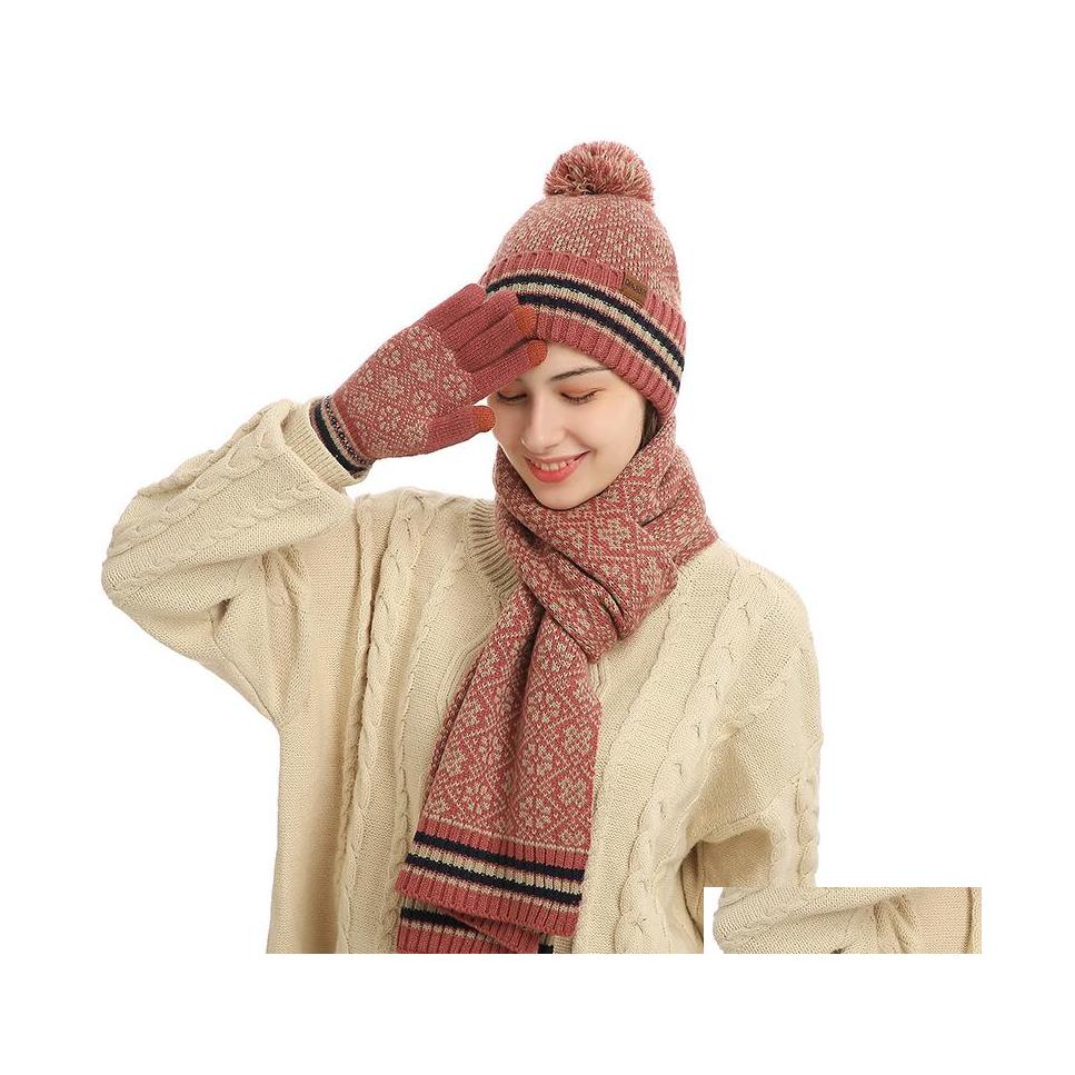 Hats Scarves Gloves Sets Autumn Winter Women Knitted Hat Warm Beanie Caps Scarf 3Pcs/Set Drop Delivery Fashion Accessories Hats Gl Dh7Fs
Hats Scarves Gloves Sets Autumn Winter Women Knitted Hat Warm Beanie Caps Scarf 3Pcs/Set Drop Delivery Fashion Accessories Hats Gl Dh7Fs