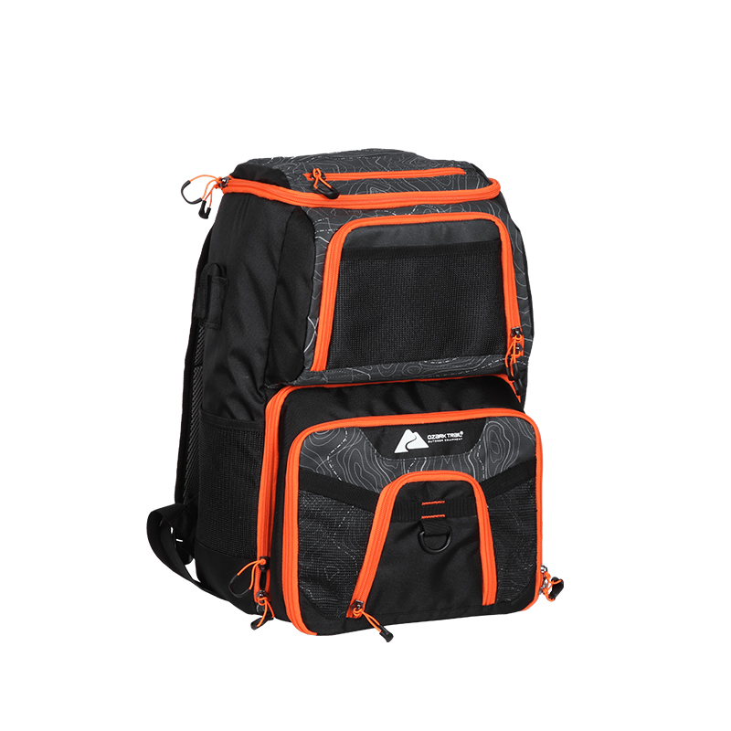 Ozark Trail Elite Fishing Tackle Backpack with Bait Cooler Black