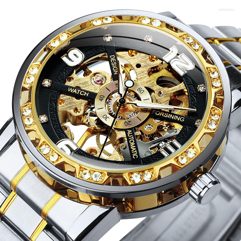 Wristwatches FORSINING Top Watch For Men Transparent Skeleton Gold Black Royal Diamond Dial Stainless Steel Reloj, Silver-golden-black
Wristwatches FORSINING Top Watch For Men Transparent Skeleton Gold Black Royal Diamond Dial Stainless Steel Reloj, Silver-golden-black