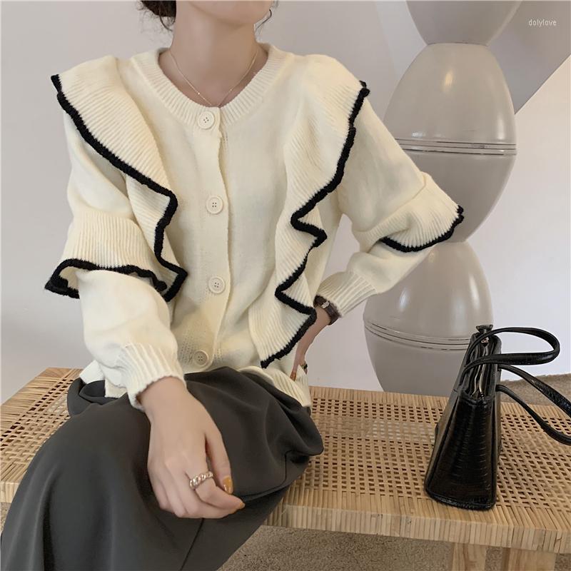 Women's Knits Elegant Women Casual Loose Ruffles Knitted Cardigans Coats Female Single-Breasted Full Sleeve Sweaters 2023 Autumn Winter S5, Black
Women's Knits Elegant Women Casual Loose Ruffles Knitted Cardigans Coats Female Single-Breasted Full Sleeve Sweaters 2023 Autumn Winter S5, Black