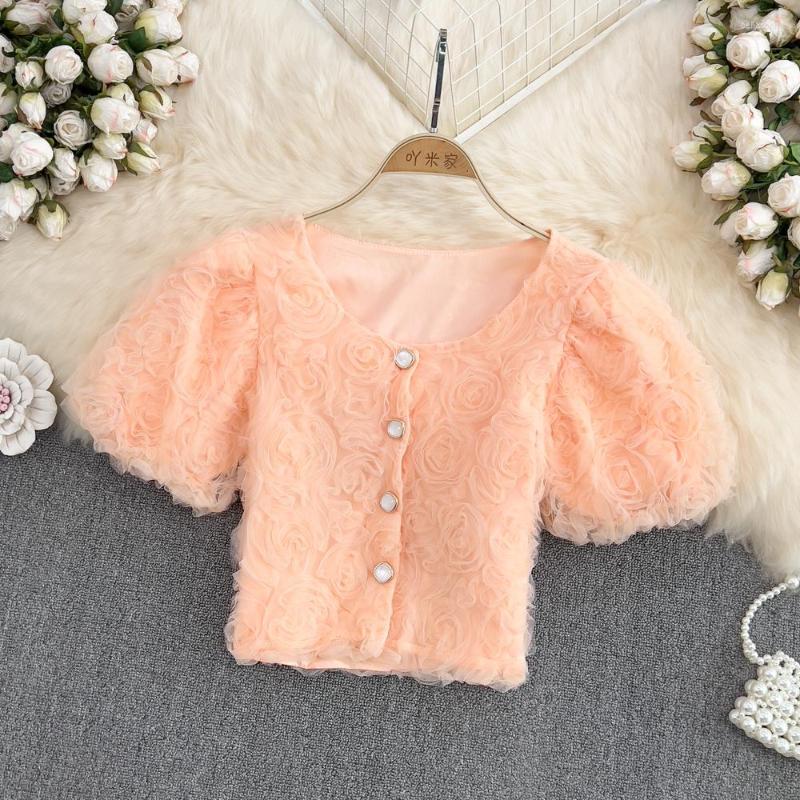 Women's Blouses 2023 Summer Women O-Neck Puff Sleeve Slim Short Shirt Sweet 3D Flowers Single-breasted Mesh, Beige
Women's Blouses 2023 Summer Women O-Neck Puff Sleeve Slim Short Shirt Sweet 3D Flowers Single-breasted Mesh, Beige