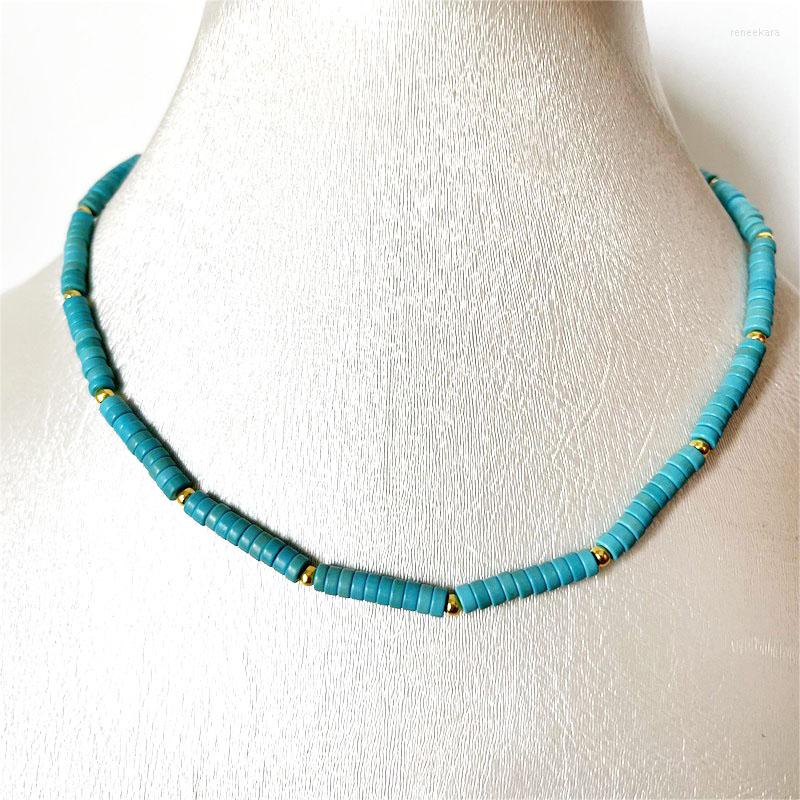 Chains Turquoise Beaded Gemstone Necklace Gold Color Metal Stone Chain Chocker Mother Daughter Surfer Beach Bohemian Protection Health
Chains Turquoise Beaded Gemstone Necklace Gold Color Metal Stone Chain Chocker Mother Daughter Surfer Beach Bohemian Protection Health