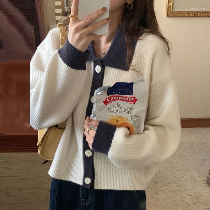 Women' Knits Casual Lapel Single Breasted Short Knitted Cardigan For Women Autumn Winter Retro Color Contrast Long Sleeve Loose Sweater, Khaki
Women' Knits Casual Lapel Single Breasted Short Knitted Cardigan For Women Autumn Winter Retro Color Contrast Long Sleeve Loose Sweater, Khaki