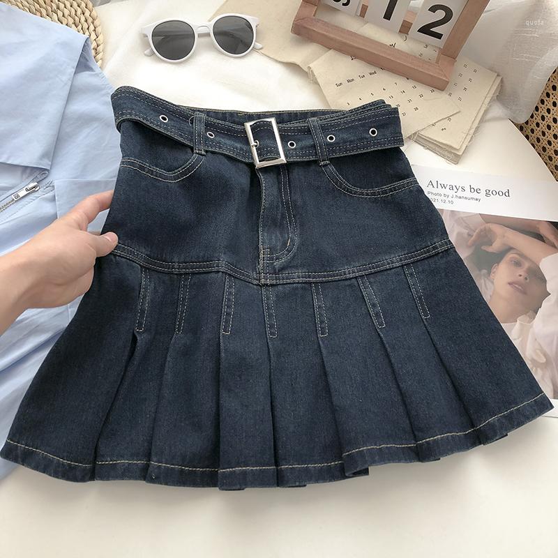 Skirts Korean Style Denim Pleated High Waist Belted Jupe Mujer Faldas Zipper A-Line Mini Skirt Casual Women Clothes Dropship, Dark blue
Skirts Korean Style Denim Pleated High Waist Belted Jupe Mujer Faldas Zipper A-Line Mini Skirt Casual Women Clothes Dropship, Dark blue