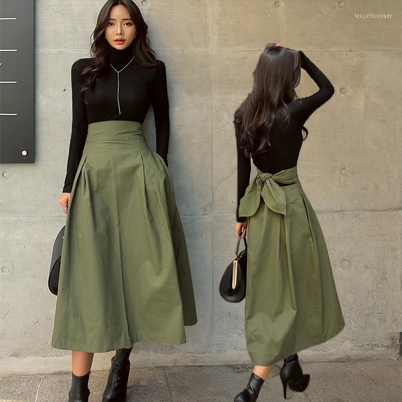 Skirts 2023 Women Autumn Winter Vinatge Pleated Lady Bow Loose High Waist A-line Faldas Female Casual Solid Mid-long G284, Army green
Skirts 2023 Women Autumn Winter Vinatge Pleated Lady Bow Loose High Waist A-line Faldas Female Casual Solid Mid-long G284, Army green
