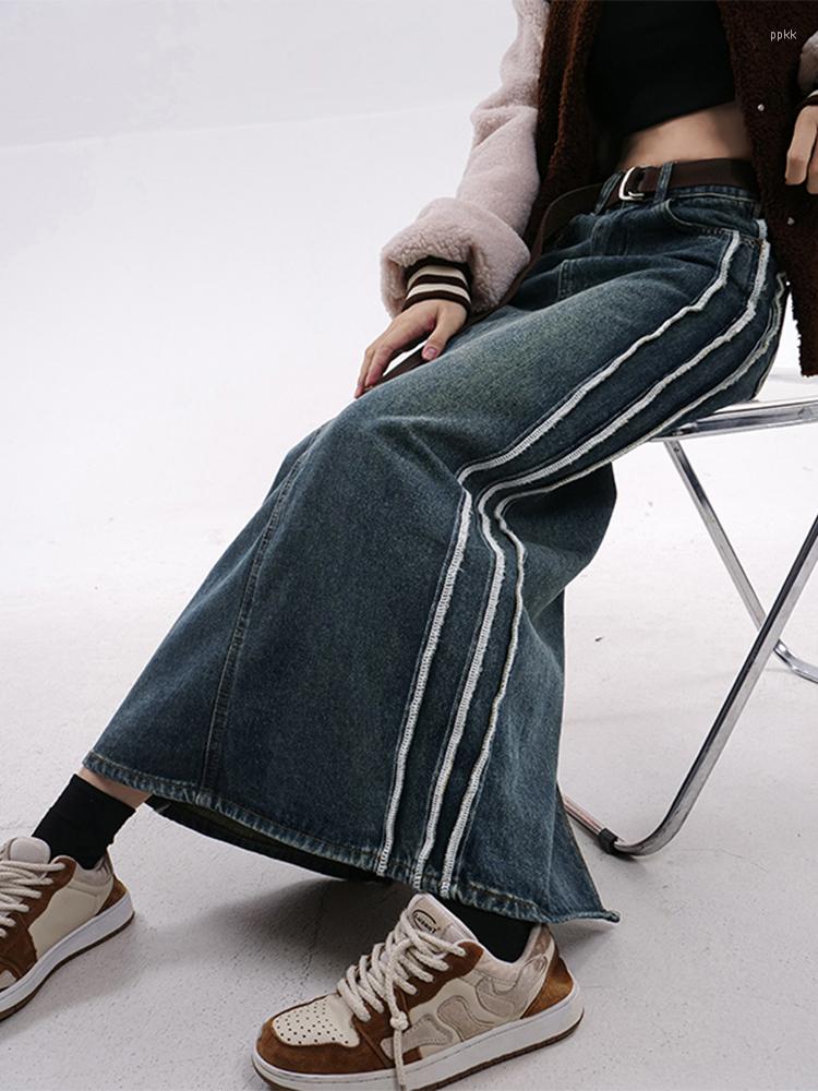 Skirts 2023 Autumn Winter Women Retro Wash Solid Color Long Soft Skirt Harajuku Vintage Split Hem Lady High Waist Striped Design, Black
Skirts 2023 Autumn Winter Women Retro Wash Solid Color Long Soft Skirt Harajuku Vintage Split Hem Lady High Waist Striped Design, Black