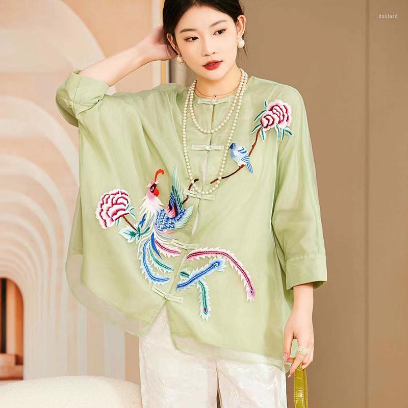 Ethnic Clothing High-Quality Spring Summer Chinese Style Phoenix Embroidery Fashion Shirt Women Loose Lady O-Neck Wrist Sleeve Top S-XXL
Ethnic Clothing High-Quality Spring Summer Chinese Style Phoenix Embroidery Fashion Shirt Women Loose Lady O-Neck Wrist Sleeve Top S-XXL