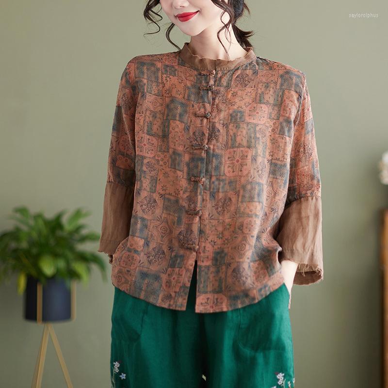 Women's Blouses Balonimo Vintage Women Shirts Arrival Summer Casual Folk Style Printed Loose Female Tops Shirt Stand Collar Button Up Blouse, Green 
Women's Blouses Balonimo Vintage Women Shirts Arrival Summer Casual Folk Style Printed Loose Female Tops Shirt Stand Collar Button Up Blouse, Green