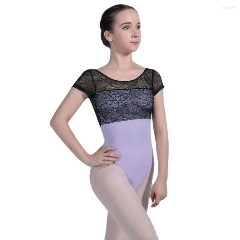 Stage Wear Short Sleeve Cotton Leotard For Adult Black Lace Ballet Dance Practice Size XS To XL Elastic 01D0164, Black and lilac
Stage Wear Short Sleeve Cotton Leotard For Adult Black Lace Ballet Dance Practice Size XS To XL Elastic 01D0164, Black and lilac