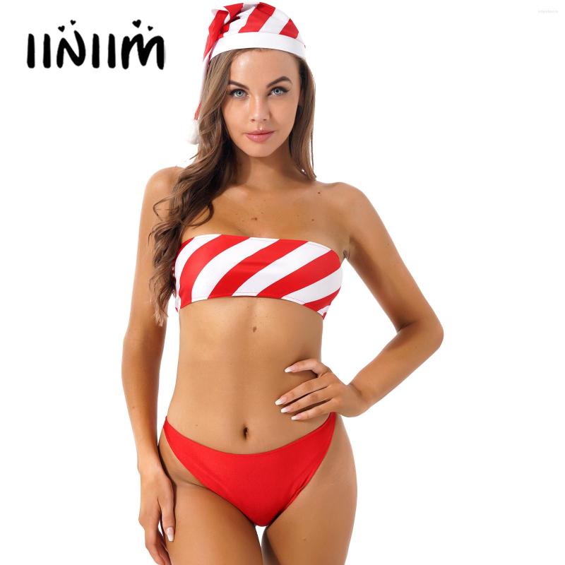 Bras Sets Sexy Christmas Carnival Cosplay Outfit For Womens Striped Strapless Crop Top With Low Waist Briefs Hat Lingerie Roleplay Costume, Red
Bras Sets Sexy Christmas Carnival Cosplay Outfit For Womens Striped Strapless Crop Top With Low Waist Briefs Hat Lingerie Roleplay Costume, Red