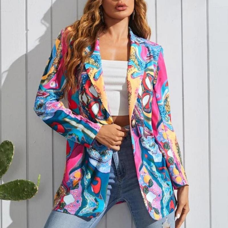 Women' Suits Lady Water Ripple Printing Turndown Collar Jacket Autumn Winter Women Blazer For Daily Wear, Blue
Women' Suits Lady Water Ripple Printing Turndown Collar Jacket Autumn Winter Women Blazer For Daily Wear, Blue