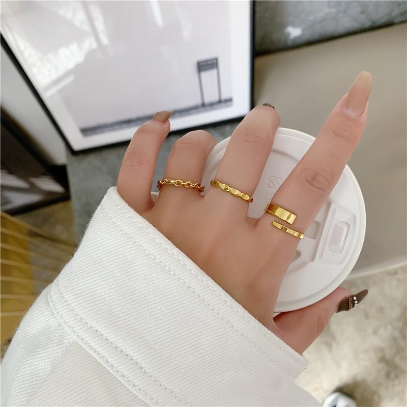 Cluster Rings Stainless Steel Open Ring Female Adjustable Plated Gold Geometric Link Chain For Women Girls Trendy Jewelry GiftCluster
Cluster Rings Stainless Steel Open Ring Female Adjustable Plated Gold Geometric Link Chain For Women Girls Trendy Jewelry GiftCluster