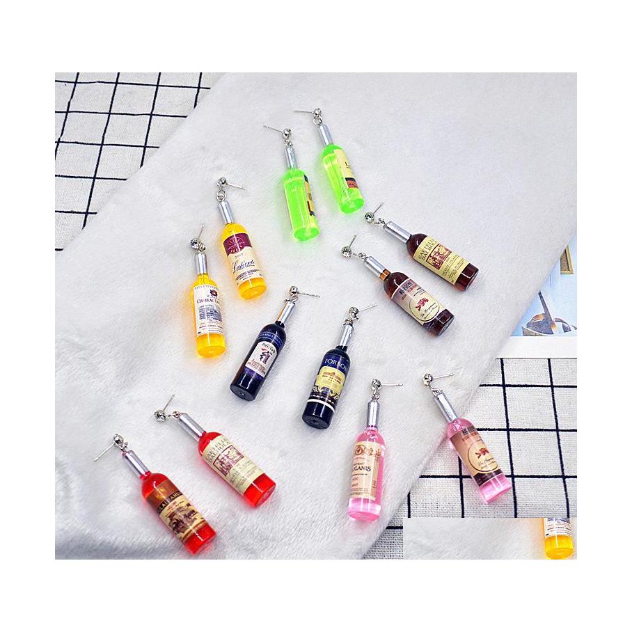 Dangle Chandelier Personalized Simation Red Wine Bottle Earrings For Women Korean Version Funny Bar Night Club Hip Hop Jewelry Gif Otvra
