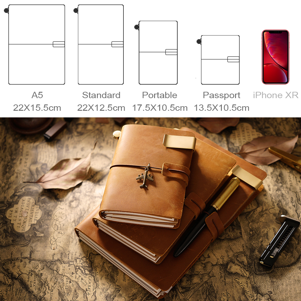Notepads Moterm 100% Genuine Leather Notebook Handmade Vintage Cowhide Diary Journal Sketchbook Planner TN Travel Notebook Cover 230203