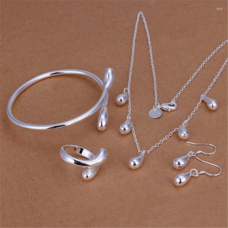 Necklace Earrings Set Charm 925 Stamp Silver Color Water Drop Bangle Bracelet Rings Jewelry For Women Fashion Party Gifts, Picture shown
Necklace Earrings Set Charm 925 Stamp Silver Color Water Drop Bangle Bracelet Rings Jewelry For Women Fashion Party Gifts, Picture shown
