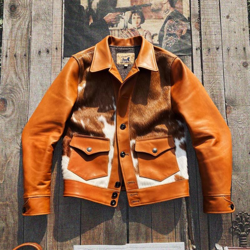 Men's Jackets J-120 Tailor Brando Super High Quality Italian Vegetable Tanned Leather Alliance Three Sides Straight Fur Classic Retro Jacket, Button
Men's Jackets J-120 Tailor Brando Super High Quality Italian Vegetable Tanned Leather Alliance Three Sides Straight Fur Classic Retro Jacket, Button