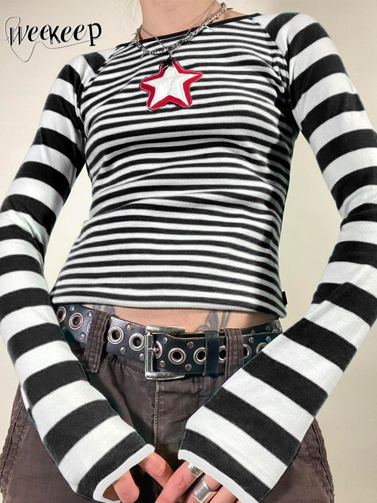 Women' T-Shirt Weekeep Autumn T Shirt Vintage Star Print Striped Long Sleeve Crop Top for Women Harajuku Casual Pullovers y2k Aesthetic Ladies 230203, Black
Women' T-Shirt Weekeep Autumn T Shirt Vintage Star Print Striped Long Sleeve Crop Top for Women Harajuku Casual Pullovers y2k Aesthetic Ladies 230203, Black