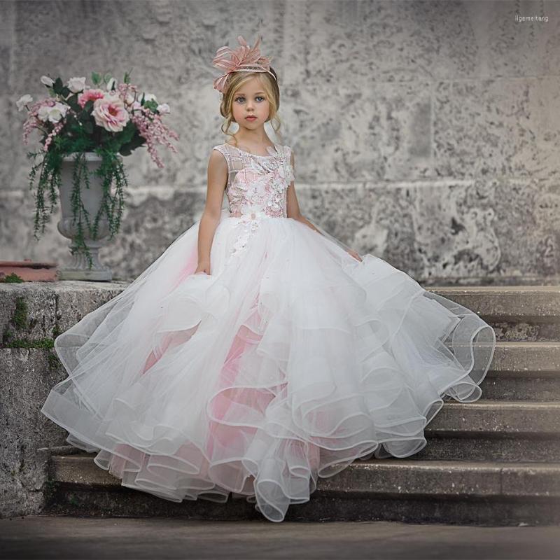 Girl Dresses Lovely Princess Flower For Wedding Bridesmaid Dress Lace Applique Tiered Skirt Girls Birthday Party Gowns, Orange 
Girl Dresses Lovely Princess Flower For Wedding Bridesmaid Dress Lace Applique Tiered Skirt Girls Birthday Party Gowns, Orange
