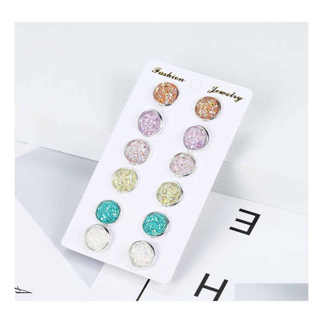Stud 6 Pair/Set Womens Shiny Resin Ear With Round Bling Druzy Stone For Girls Cute Earrings Set Fashion Jewelry Gift Drop Delivery Otwjv
Stud 6 Pair/Set Womens Shiny Resin Ear With Round Bling Druzy Stone For Girls Cute Earrings Set Fashion Jewelry Gift Drop Delivery Otwjv