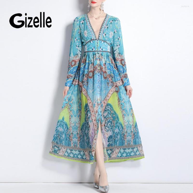 Casual Dresses Gizelle 2023 Spring Fashion Runway Long Sleeve Maxi Dress Office Women V Neck Floral Print Boho Holiday Party Robe Mujer Zaf, Green
Casual Dresses Gizelle 2023 Spring Fashion Runway Long Sleeve Maxi Dress Office Women V Neck Floral Print Boho Holiday Party Robe Mujer Zaf, Green