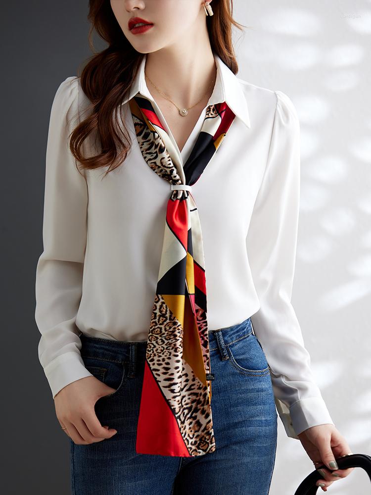 Women' Blouses Solid White Women Shirt With Long Coloful Scarf Draped Sleeve Turn Down Neck Office Lady Work Elegant Top
Women' Blouses Solid White Women Shirt With Long Coloful Scarf Draped Sleeve Turn Down Neck Office Lady Work Elegant Top