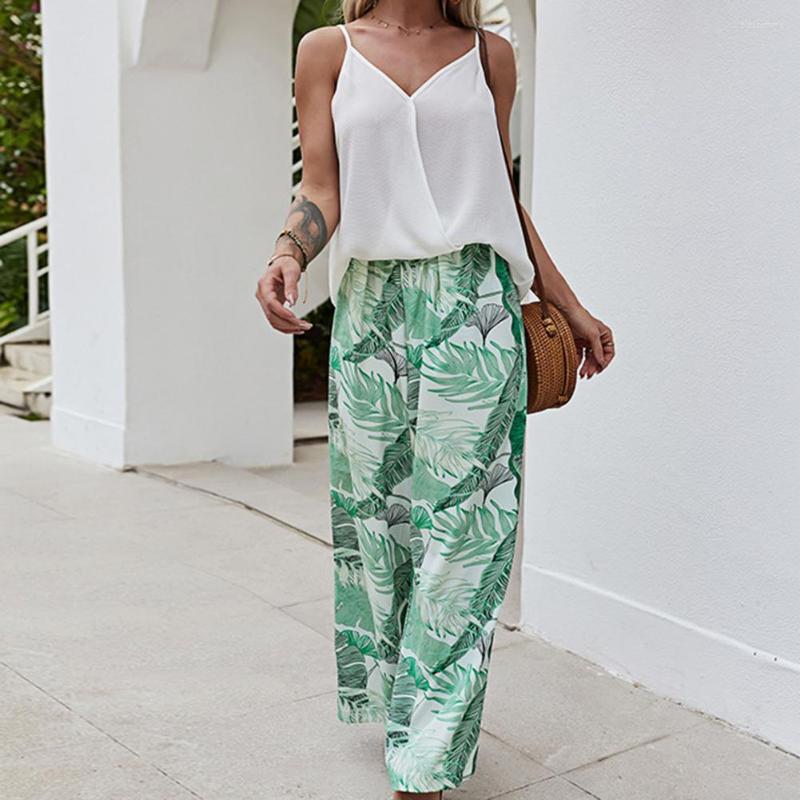 Women's Pants Women Outfit Loose Sexy Sleeveless Solid Color Camisole Wide Leg Fit Leaf Print Suit Summer 2023, Green
Women's Pants Women Outfit Loose Sexy Sleeveless Solid Color Camisole Wide Leg Fit Leaf Print Suit Summer 2023, Green