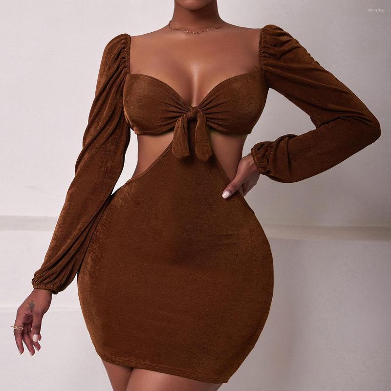 Casual Dresses 2023 Spring Women's Solid Long Sleeve Backless Skinny Dress Sexy V-neck Hollow Out Empire Pleated Hip Skirt, Dark brown
Casual Dresses 2023 Spring Women's Solid Long Sleeve Backless Skinny Dress Sexy V-neck Hollow Out Empire Pleated Hip Skirt, Dark brown