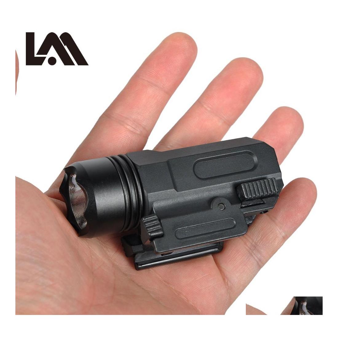 Flashlights Lightweight Nylon Light Led Flashlight Tactical Torch For 20Mm Rail Drop Delivery Gear Accessories Dhuj0, Black