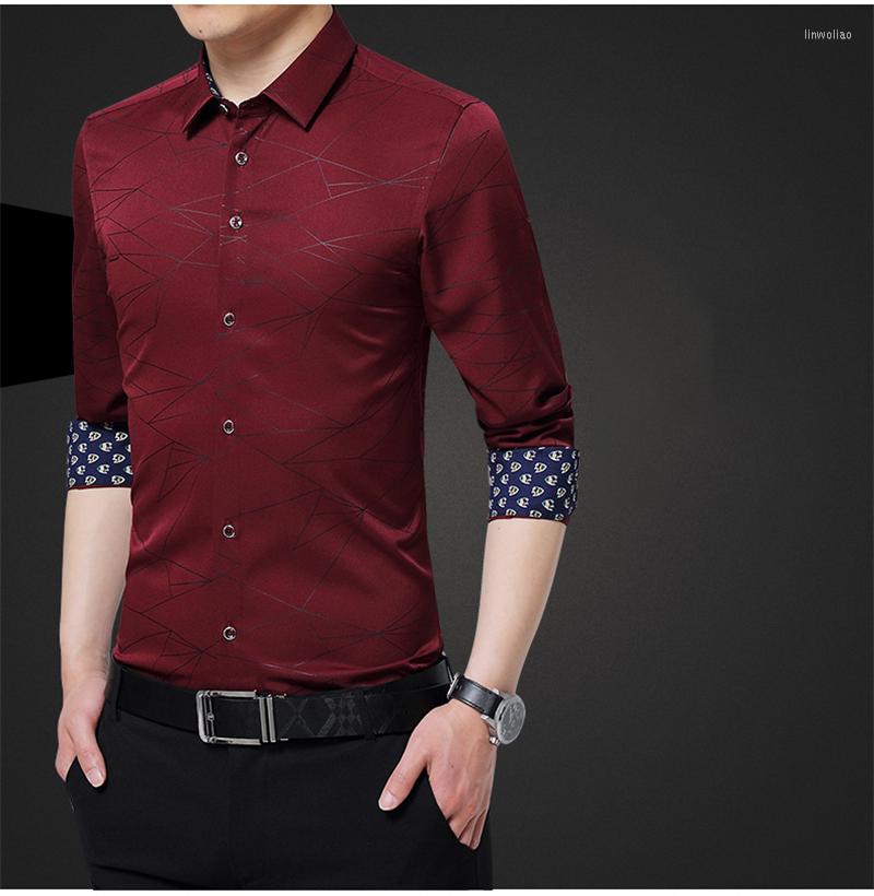 Men's Dress Shirts Mens Men Shirt Long Sleeve Geometric Print Social Handsome Fashion Blouse For Man 2023, White
Men's Dress Shirts Mens Men Shirt Long Sleeve Geometric Print Social Handsome Fashion Blouse For Man 2023, White