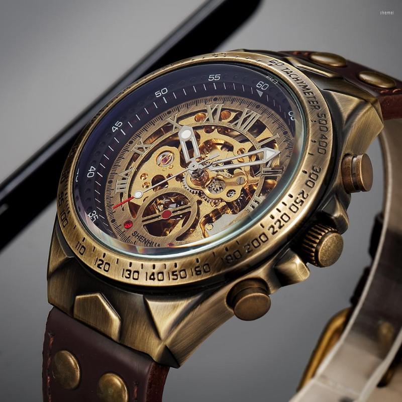 Wristwatches SHENHUA Vintage Mens Automatic Wrist Watches Male Leather Mechanical Relogio Masculino Wristwatch Erkek Kol Saati, Brown
Wristwatches SHENHUA Vintage Mens Automatic Wrist Watches Male Leather Mechanical Relogio Masculino Wristwatch Erkek Kol Saati, Brown