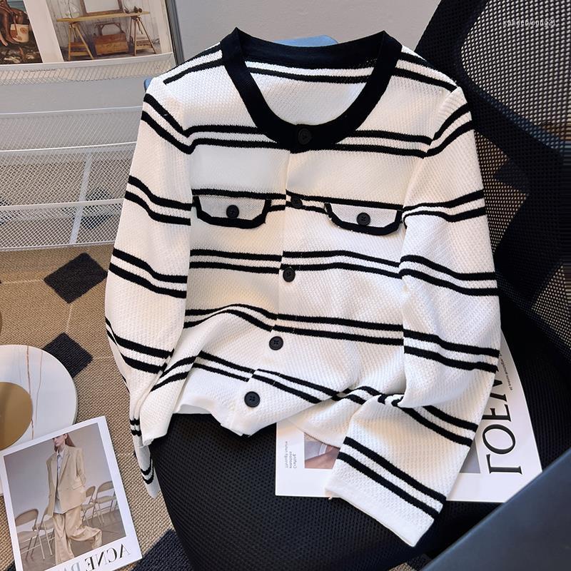Women's Knits Knitted Cardigan Woman Korean Fashion Striped Loose O Neck Long Sleeve Sweaters For Women Casual Female Knit Top Drop, Black
Women's Knits Knitted Cardigan Woman Korean Fashion Striped Loose O Neck Long Sleeve Sweaters For Women Casual Female Knit Top Drop, Black