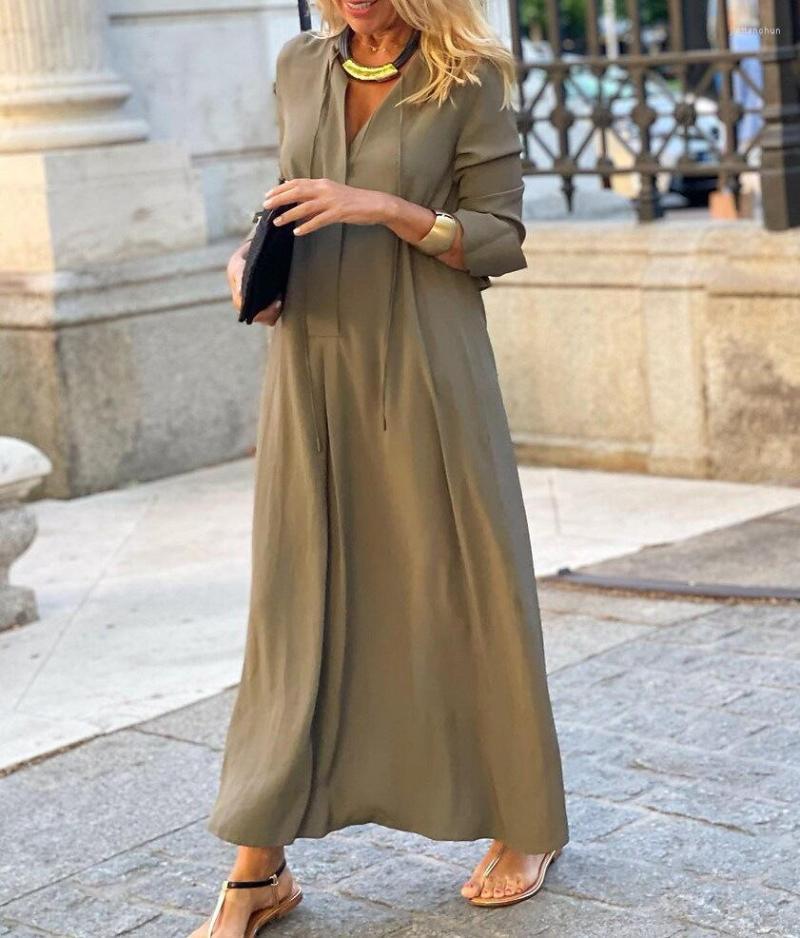 Casual Dresses Gaono Women Long Sleeve V-Neck Loose Dress Spring Autumn Solid Color Drawstring Beachwear, Black
Casual Dresses Gaono Women Long Sleeve V-Neck Loose Dress Spring Autumn Solid Color Drawstring Beachwear, Black